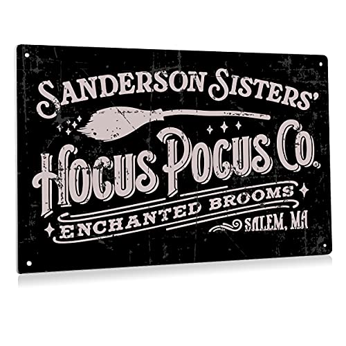 Funny Halloween Hocus Pocus Metal Tin Sign Wall Art Decor Retro Sanderson Sisters Yard Sign for Home Decor Gifts - 8x12 Inch