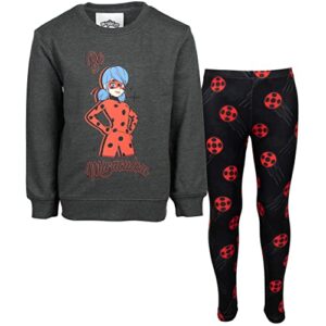 miraculous ladybug big girls pullover sweatshirt and leggings outfit set grey/black 14-16
