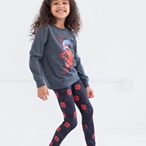 Miraculous Ladybug Little Girls Pullover Sweatshirt and Leggings Outfit Set Grey/Black 7-8