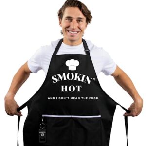 likenorth funny aprons for men hilarious mens apron for cooking kings chef apron for men,perfect for bbq & grill shenanigans (smokin hot)