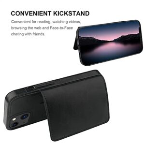 KIHUWEY Compatible with iPhone 13 Wallet Case Credit Card Holder, Premium Leather Kickstand Durable Shockproof Protective Cover for iPhone 13 6.1 inch(Black)