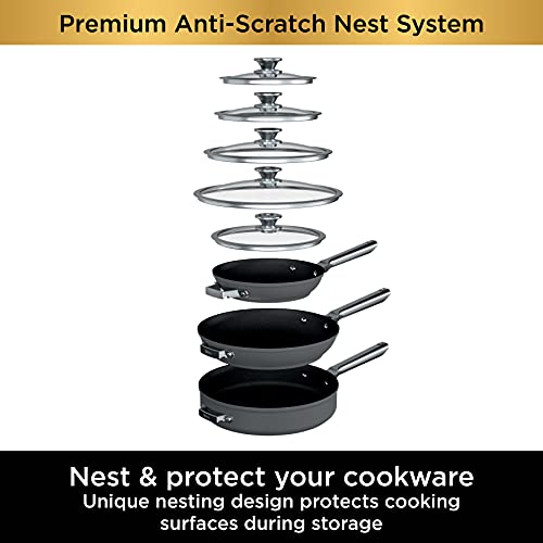 Ninja C53000 Foodi NeverStick Premium 3-Piece Fry Pan Set, Anti-Scratch Nesting Cookware, Hard-Anodized, Nonstick, Durable & Oven Safe to 500°F, Slate Grey