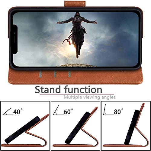 SUANPOT for iPhone 13（NON 13Pro）6.1 inch 5G with RFID Blocking Wallet case Credit Card Holder,Flip Book PU Leather Phone case Shockproof Cover cellphone Women Men for Apple 13 case Wallet Light Brown