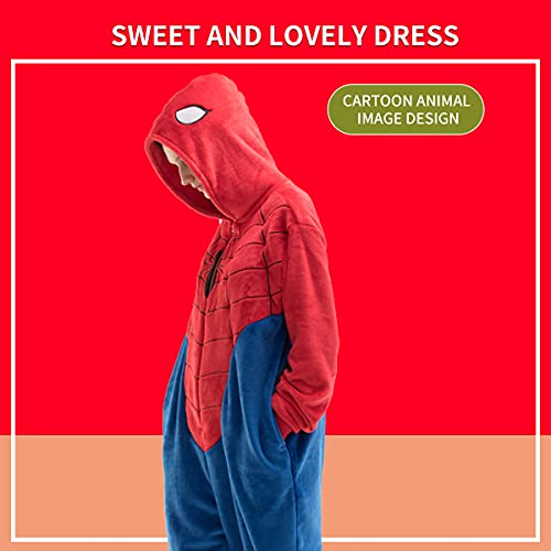 COSUSKET Snug Fit Adult Onesie Pajamas, Halloween Flannel Mens Cosplay Cartoon One Piece Costume Blue/Red