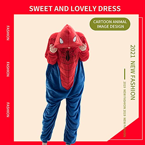 COSUSKET Snug Fit Adult Onesie Pajamas, Halloween Flannel Mens Cosplay Cartoon One Piece Costume Blue/Red