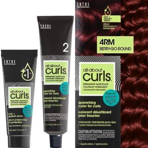 all about curls 4rm berry-go-round permanent hair color (prep + protect serum & hair dye for curly hair) - 100% grey coverage, nourished & radiant curls