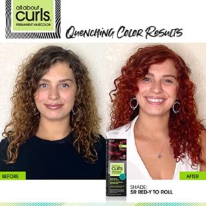 All About Curls 5R Red-y to Roll Permanent Hair Color (Prep + Protect Serum & Hair Dye for Curly Hair) - 100% Grey Coverage, Nourished & Radiant Curls