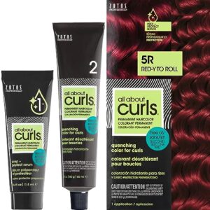 all about curls 5r red-y to roll permanent hair color (prep + protect serum & hair dye for curly hair) - 100% grey coverage, nourished & radiant curls