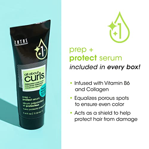 All About Curls 5R Red-y to Roll Permanent Hair Color (Prep + Protect Serum & Hair Dye for Curly Hair) - 100% Grey Coverage, Nourished & Radiant Curls