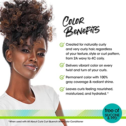 All About Curls 5R Red-y to Roll Permanent Hair Color (Prep + Protect Serum & Hair Dye for Curly Hair) - 100% Grey Coverage, Nourished & Radiant Curls
