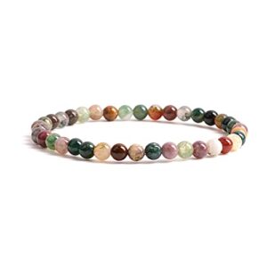 cherry tree collection - small, medium, large sizes - gemstone beaded bracelets for women, men, and teens - 4mm round beads (indian agate - small)
