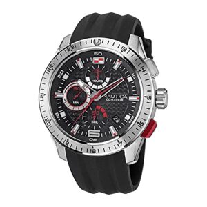 nautica men's napnsf109 nst 101 grey/black/black silicone strap watch