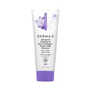 derma e advanced peptides and flora-collagen gentle jelly cleanser – cleansing face wash brightens, hydrates and reduces appearance of facial lines and wrinkles, 4 oz