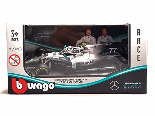 Bburago Mercedes AMG F1 W10 EQ Power F1#77 Valtteri Bottas 2019 1/43 Diecast Model Car 38036