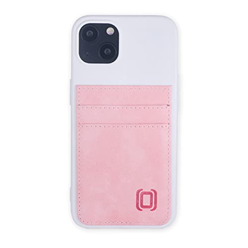 Dockem Wallet Case for iPhone 13 with Liquid Silicone Shell, Built-in Metal Plate for Magnetic Mounting & 2 Credit Card Holder Pockets: Exec M2T, Premium Synthetic Leather (6.1", Pink and White)