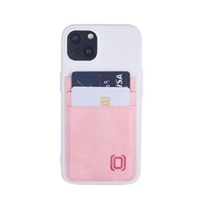 Dockem Wallet Case for iPhone 13 with Liquid Silicone Shell, Built-in Metal Plate for Magnetic Mounting & 2 Credit Card Holder Pockets: Exec M2T, Premium Synthetic Leather (6.1", Pink and White)