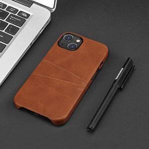 TENDLIN Compatible with iPhone 13 Mini Case Wallet Design Premium Leather Case with 2 Card Holder Slots Compatible for iPhone 13 Mini 5.4-inch Released in 2021 (Brown)
