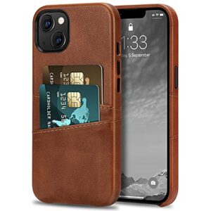tendlin compatible with iphone 13 mini case wallet design premium leather case with 2 card holder slots compatible for iphone 13 mini 5.4-inch released in 2021 (brown)