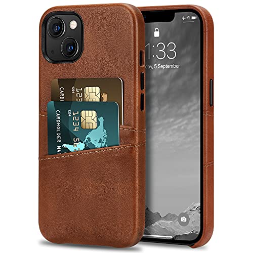 TENDLIN Compatible with iPhone 13 Mini Case Wallet Design Premium Leather Case with 2 Card Holder Slots Compatible for iPhone 13 Mini 5.4-inch Released in 2021 (Brown)