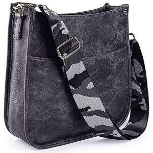 viva terry vegan leather crossbody fashion shoulder bag purse with adjustable strap (gray)