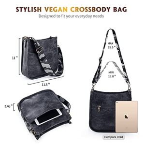 Viva Terry Vegan Leather Crossbody Fashion Shoulder Bag Purse with Adjustable Strap (Gray)