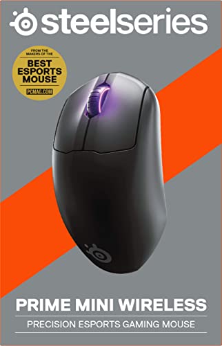 SteelSeries Esports Mini Wireless FPS Gaming Mouse – Ultra Light – Prime Mini Edition – 5 Programmable Buttons – Lag-free 2.4GHz – 100H Battery – 18K CPI Sensor – Magnetic Optical Switches – PC/Mac