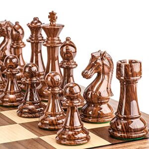 amerous high polymer weighted chess pieces with 4.25'' king - 2 extra queens - gift package, standard tournament chessmen for chess board or replacement of missing pieces (chess pieces only)