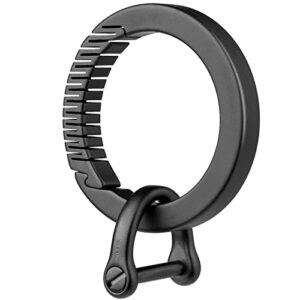 tisur titanium carabiner keychain clip,d key rings for keychains,quick release keychain ,key chain clip for men women (black)