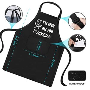 JMYJTSHDP Funny Apron for Men, Chef Bib Apron with 2 Pockets, Adjustable Neck Strap and 40" Long Ties – Perfect for Kitchen Cooking, BBQ, Baking, Gifts for Husband, Dad, Wife, Mom.