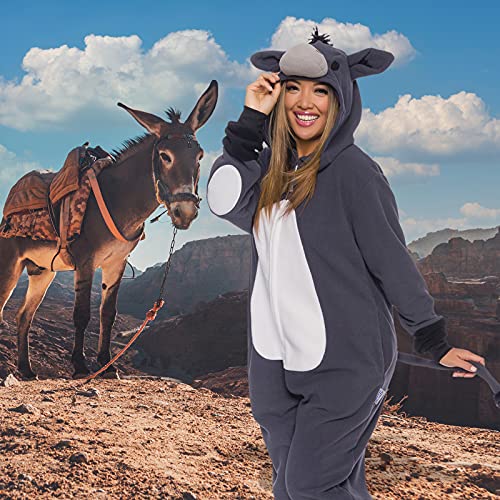 Funziez! Slim Fit Donkey One Piece - Plush Adult Animal Costume Jumpsuit