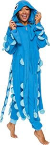 funziez! squid costume -adult octopus costume - one piece animal pajama (small) blue