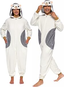 funziez! hedgehog adult onesie - animal halloween costume - plush dalmatian one piece cosplay suit for adults, women and men