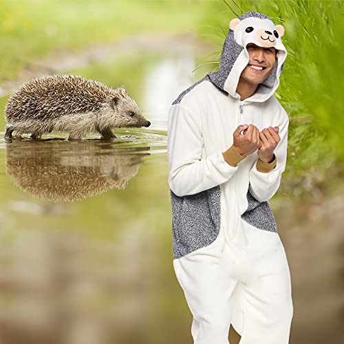 Funziez! Hedgehog Adult Onesie - Animal Halloween Costume - Plush Dalmatian One Piece Cosplay Suit for Adults, Women and Men