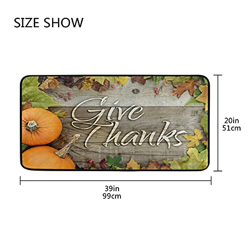 Thanksgiving Rug Kitchen Rugs Runner Fall Pumpkin Thanksgiving Doormat Bath Rugs Mat Non Slip Area Rugs for Bathroom Kitchen Indoor 39" X 20"