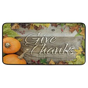 Thanksgiving Rug Kitchen Rugs Runner Fall Pumpkin Thanksgiving Doormat Bath Rugs Mat Non Slip Area Rugs for Bathroom Kitchen Indoor 39" X 20"