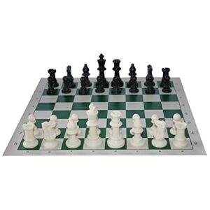 11.8in/chess set roll-up leather chess board comes with carry pouch/hips plastic chess pieces- for beginner&kids ( color : green )
