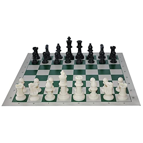 11.8in/Chess Set Roll-Up Leather Chess Board Comes with Carry Pouch/Hips Plastic Chess Pieces- for Beginner&Kids ( Color : Green )