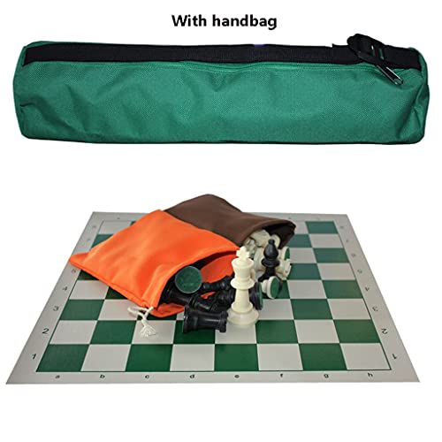 11.8in/Chess Set Roll-Up Leather Chess Board Comes with Carry Pouch/Hips Plastic Chess Pieces- for Beginner&Kids ( Color : Green )