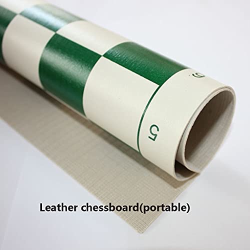 11.8in/Chess Set Roll-Up Leather Chess Board Comes with Carry Pouch/Hips Plastic Chess Pieces- for Beginner&Kids ( Color : Green )