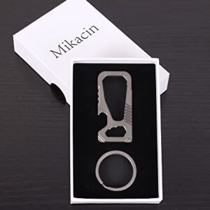 Mikacin Titanium Key Chain, Keychain with Bottle Opener, Carabiner Car Key Chains for Men and Women