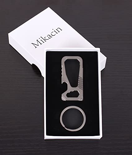 Mikacin Titanium Key Chain, Keychain with Bottle Opener, Carabiner Car Key Chains for Men and Women