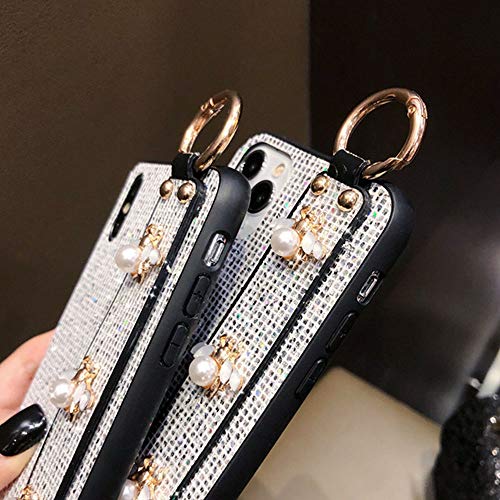 LNtech Luxury Sparkle Bling Protector Cover with Stand Holder Hand Strap,Glitter Cute Bee Wrist Strap Kickstand Phone Case Compatible with iPhone 13/iPhone 14