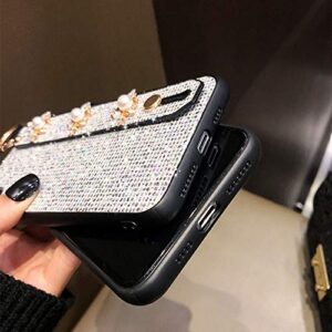 LNtech Luxury Sparkle Bling Protector Cover with Stand Holder Hand Strap,Glitter Cute Bee Wrist Strap Kickstand Phone Case Compatible with iPhone 13/iPhone 14