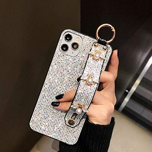 LNtech Luxury Sparkle Bling Protector Cover with Stand Holder Hand Strap,Glitter Cute Bee Wrist Strap Kickstand Phone Case Compatible with iPhone 13/iPhone 14