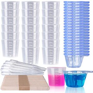 let's resin epoxy mixing cups kit,200pcs plastic resin,30ml disposable measuring cups,50 wooden stirring sticks, dropper, mixing cups for epoxy resin, paint mixing, jewelry making