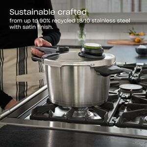 Fissler Vitavit Premium Pressure Cooker with Steamer Insert - Premium German Construction - Built to Last for Decades - Safe & Easy Pressure Cooker with Glass Lid - For All Cooktops - 2.6 Quarts