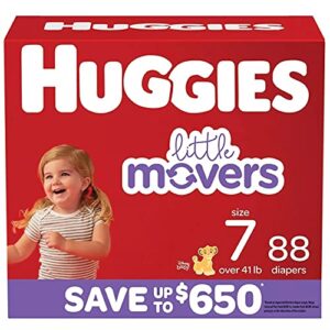 huggies little movers diapers, size 7-41+ pounds (88 count)