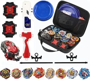 bey burst gyro toy set with arena great birthday gift for boys children kids 6 8 + metal fusion attack top grip blade set with battling game storage box 8 top burst gyros 3 two-way launcher 2 handles