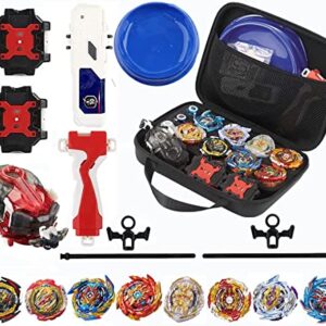 Bey Burst Gyro Toy Set with Arena Great Birthday Gift for Boys Children Kids 6 8 + Metal Fusion Attack Top Grip Blade Set with Battling Game Storage Box 8 Top Burst Gyros 3 Two-Way Launcher 2 Handles