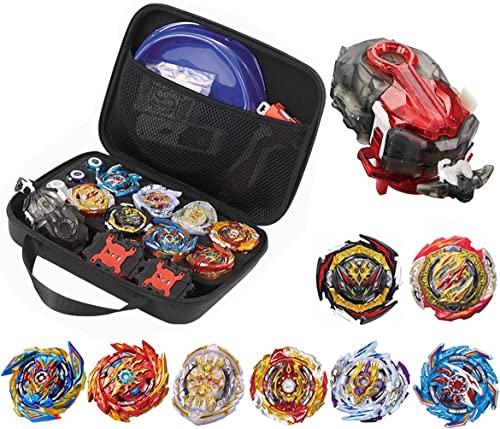 Bey Burst Gyro Toy Set with Arena Great Birthday Gift for Boys Children Kids 6 8 + Metal Fusion Attack Top Grip Blade Set with Battling Game Storage Box 8 Top Burst Gyros 3 Two-Way Launcher 2 Handles